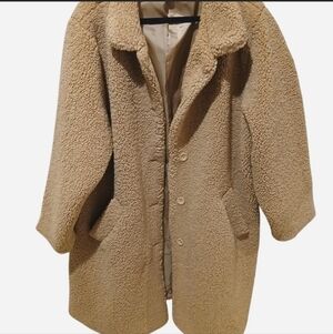 Long Teddy Coat Sherpa Women’s Plus Golden Brown Size:24W NEW Jessica London